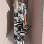 Hazel | Printed V-Neck Top & Long Pants